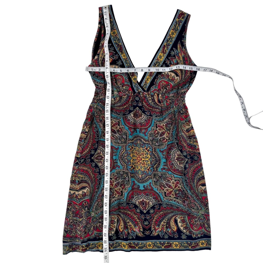 Vintage Angie Sundress Womens Medium Black Paisley Boho V-Neck Y2K 100% Cotton - Picture 8 of 9